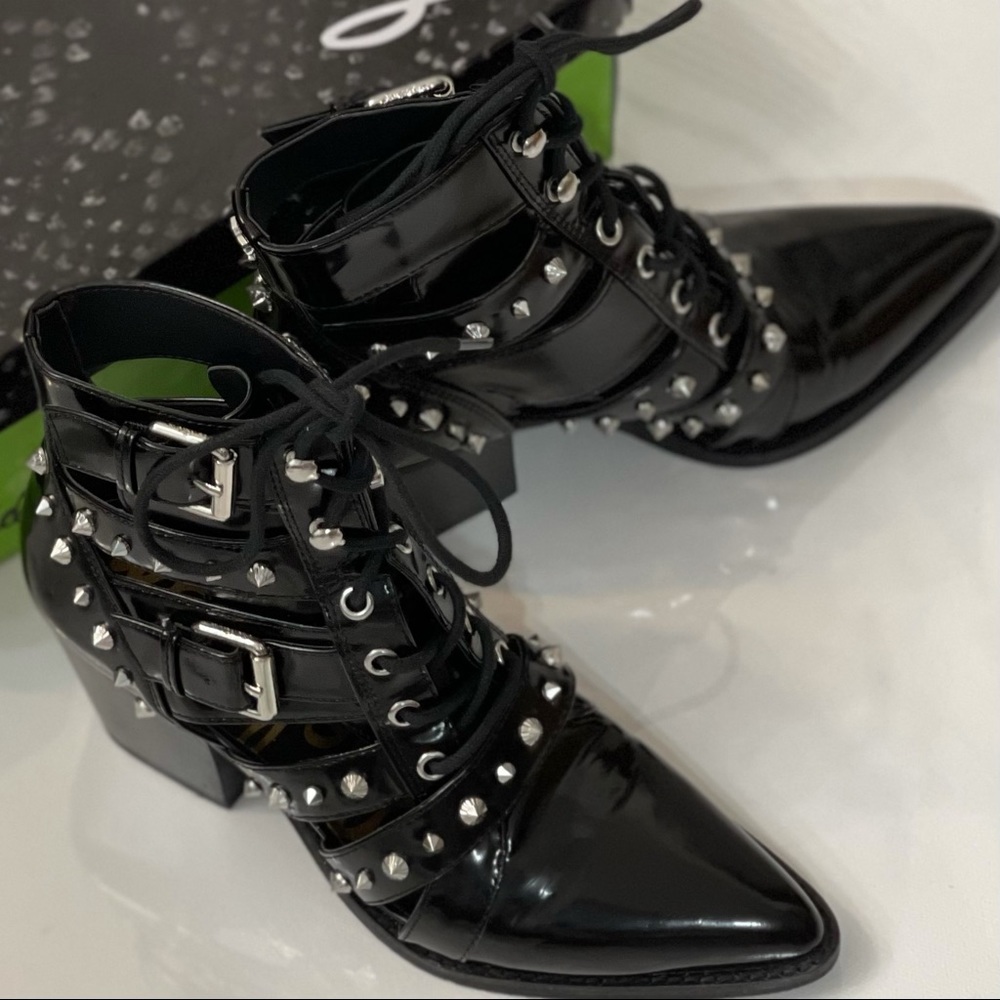 Sam Edelman black patent bootie with studs - Picture 3 of 16